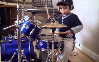 Four-Year-Old boy playing ”System Of A Down’s” ‘Chop Suey!’