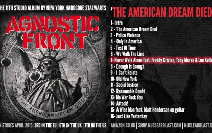 AGNOSTIC FRONT – Ακούστε ολόκληρο το ΝΕΟ τους album ‘The American Dream Died’