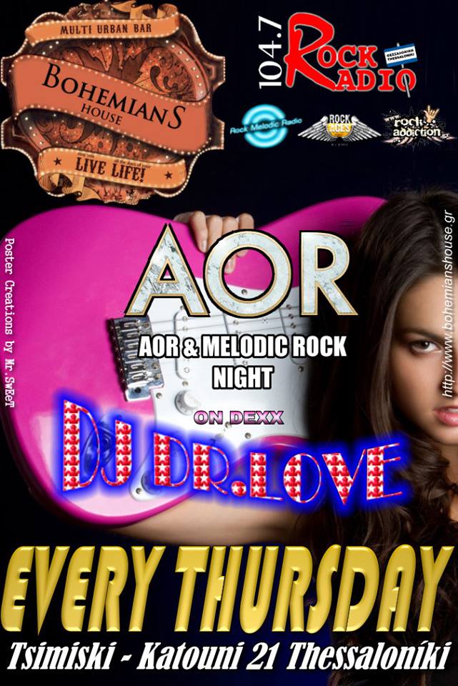 PARTY: AOR & MELODIC ROCK NIGHT – EVERY THURSDAY @ Bohemians House Bar, Thessaloniki, Greece (DJ: DR. LOVE)