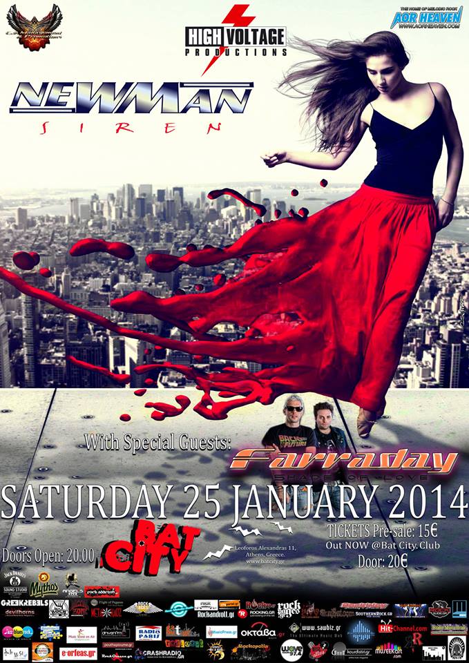 LIVE: NEWMAN, FARRADAY, ADRENALIZE – 25/01/2014 @ Bat City Club, Athens, Greece
