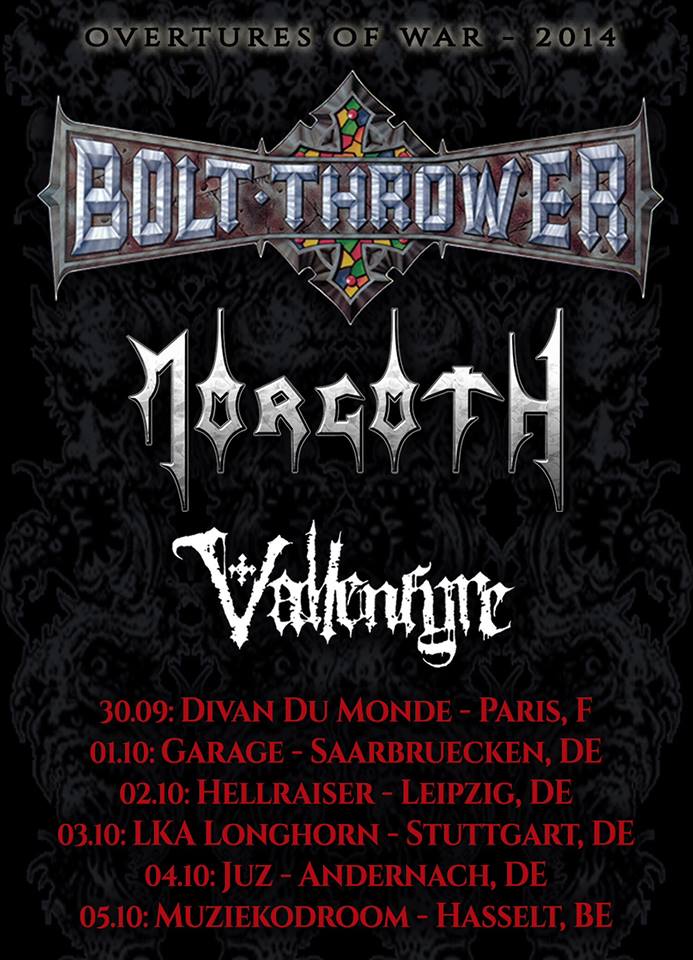 BOLT THROWER – Μαζί με VALLENFYRE & MORGOTH σε κοινή περιοδεία