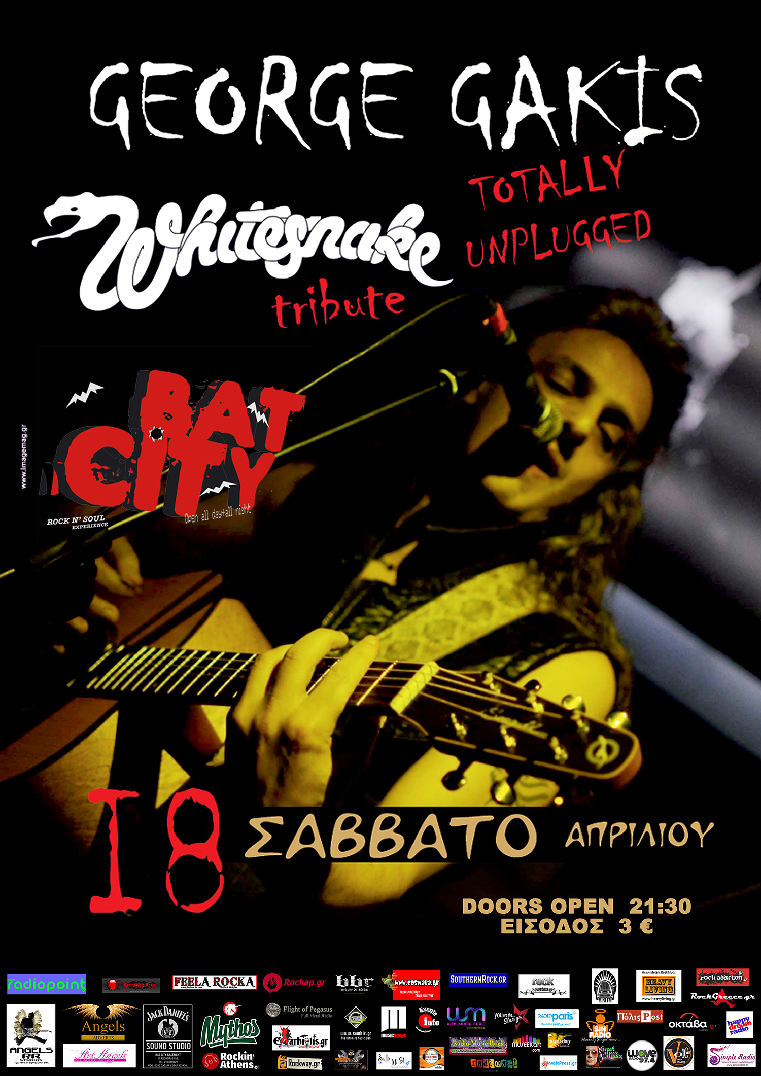 LIVE: 18/4/2015 – GEORGE GAKIS (Whitesnake Totally Unplugged Tribute) @ Bat City, Athens, Greece