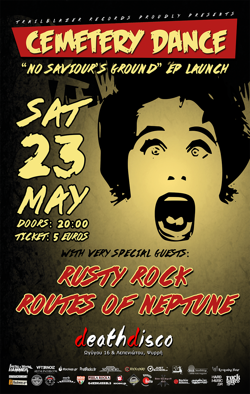 LIVE: 23/5/2015 – CEMETERY DANCE (‘No Saviour’s Ground’ EP Launch), RUSTY ROCK, ROUTES OF NEPTUNE @ Death Disco, Athens, Greece