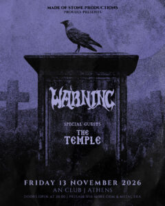 Warning (UK)+The Temple (GR) || Live 13 November 2026 || An Club, Athens, Hellas